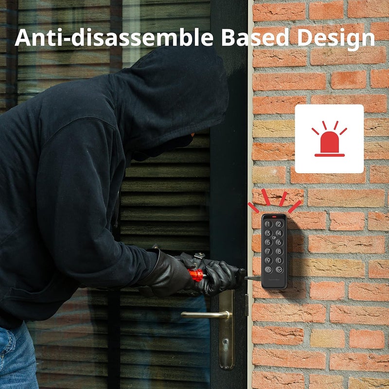 SwitchBot قفل ذكي واي فاي مع لوحة مفاتيح لاسلكية، قفل باب بدون مفتاح للباب الأمامي، قفل إلكتروني ذكي، تحكم عن بُعد، يناسب قفل الباب الموجود لديك في دقائق، مقاوم للماء IP65 - Image 5